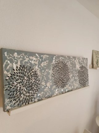 Cuadro Decoración Flores Metal Piedra