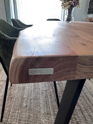 Comedor mesa madera y 6 sillas verdes