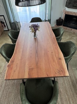Comedor mesa madera y 6 sillas verdes