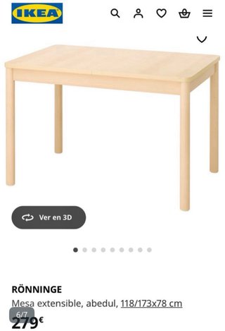 Mesa comedor extensible IKEA RÖNNINGE