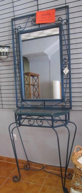 Consola y espejo forja azul