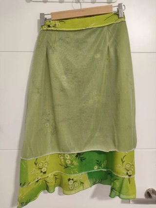 Falda gasa floral verde XXL