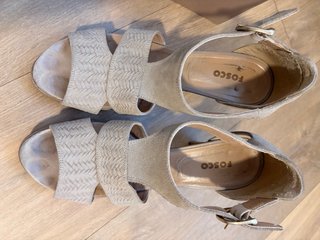 Sandalias Fosco Tacón Plataforma Beige Talla 39