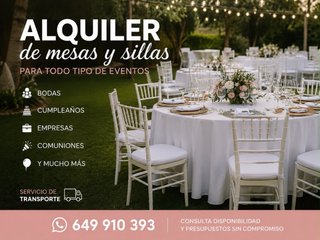 Alquiler mesas y sillas para eventos