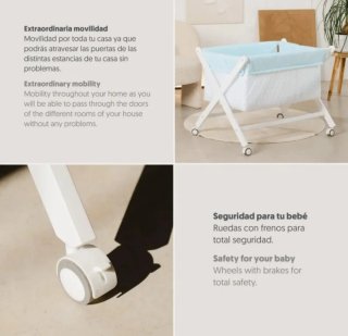 Minicuna bebé blanca con estrellas