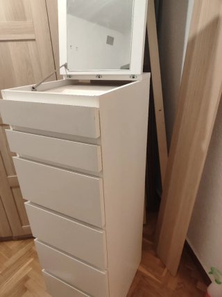 Cómoda MALM Ikea 6 cajones blanca espejo