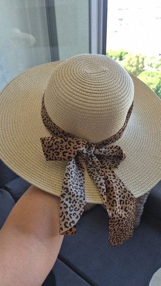 Sombrero di paglia donna beige con fiocco