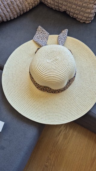 Sombrero di paglia donna beige con fiocco