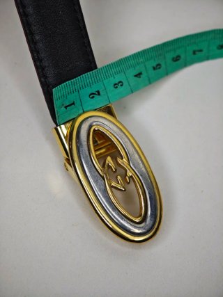 Cintura Gucci Vintage Pelle Fibbia Ovale GG