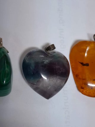 Lote 3 colgantes minerales y plata