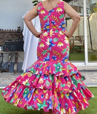Traje de Flamenca Talla 38-40 Estampado Floral