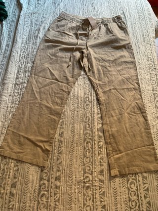 Pantaloni beige lino donna