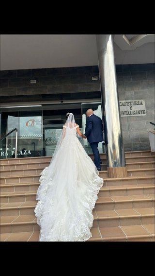 Vestido de Novia Blanco con Cola