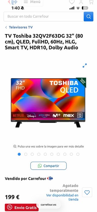 TV Toshiba 32 QLED FullHD Smart TV