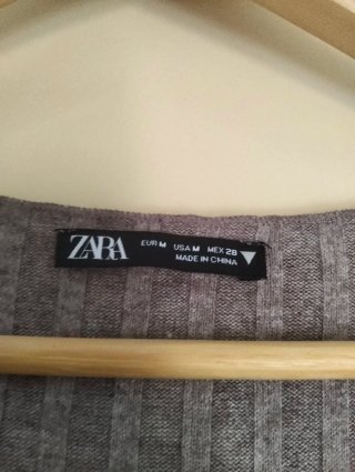 Vestido largo punto Zara gris
