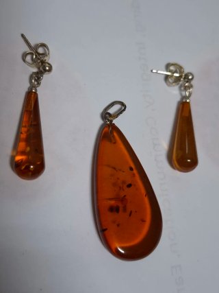 Conjunto Ámbar Natural Pendientes y Colgante