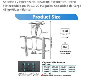 Soporte techo TV hidráulico con pistón automático