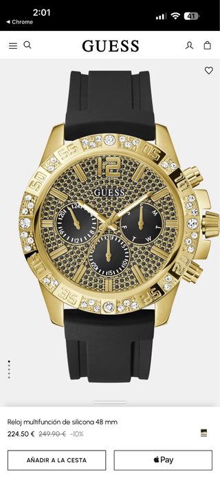 Reloj Guess Multifunción Silicona 48mm Dorado