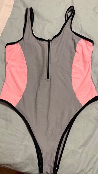Fato de Banho Cinza e Rosa XL