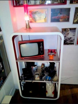 Vintage Estantería Space Age Roja y Blanca