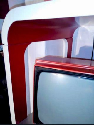 Vintage Estantería Space Age Roja y Blanca