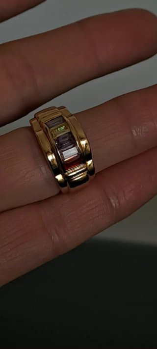 Anello oro placcato con quarzi colorati tg 16