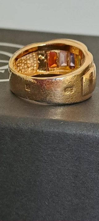 Anello oro placcato con quarzi colorati tg 16