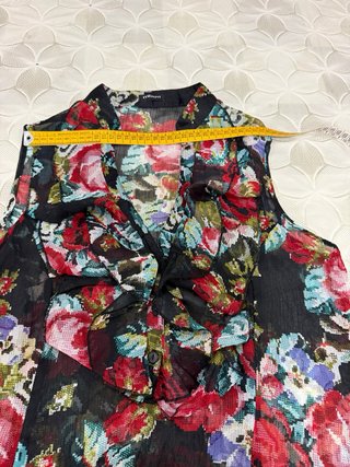 Blusa donna floreale nera multicolor