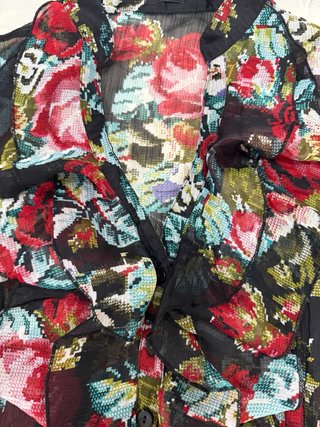 Blusa donna floreale nera multicolor