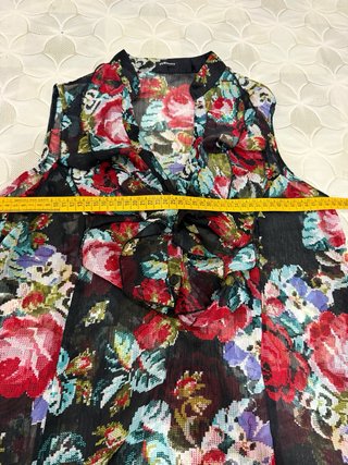Blusa donna floreale nera multicolor