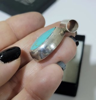 Conjunto Plata Ley Turquesa Anillo Colgante