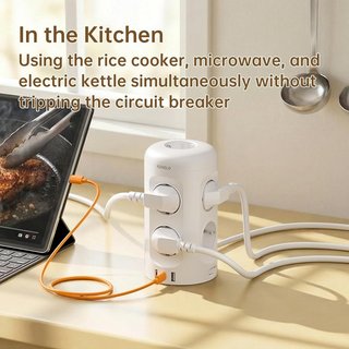 KEMELO Regleta Torre 12en1 9 Schuko 2 USB-A USB-C