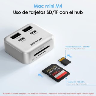 WAVLINK Hub 6Ptos USB-A-C 10G SD-TF Mac Mini M4