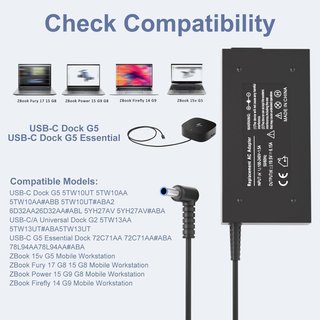 ZOSAM Caricabatterie 120W 19.5V 6.15A 4.5×3mm HP G5 G2