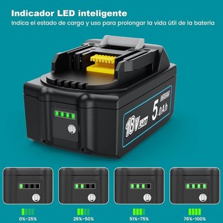 MoeuGreenBattX Batería Makita 18V 5000mAh BL1850B