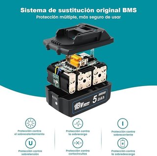 MoeuGreenBattX Batería Makita 18V 5000mAh BL1850B
