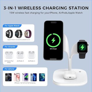 HJCE Estación Carga Qi2 3 en 1 MagSafe