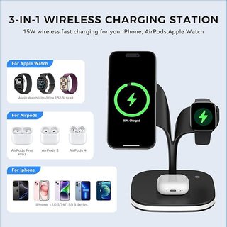 HJCE Estación Carga Qi2 3 en 1 MagSafe