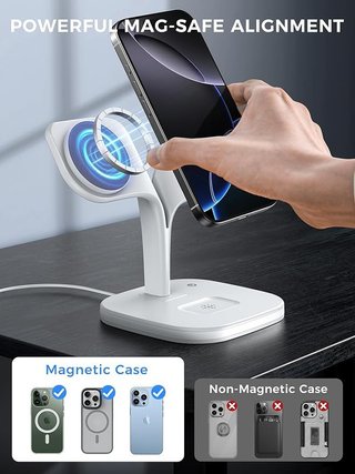 HJCE Estación Carga Qi2 3 en 1 MagSafe