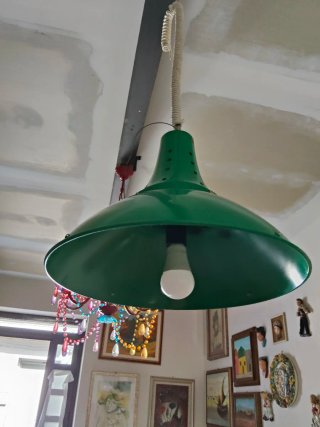 Lampada a sospensione industriale vintage anni 70