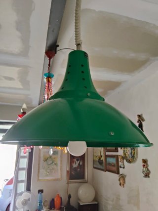 Lampada a sospensione industriale vintage anni 70