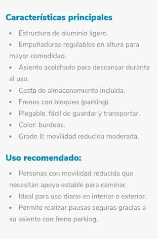 Andador rollator aluminio Prim U352 nuevo