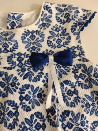 Vestido bebé azul y blanco