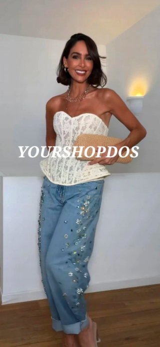 Jeans Zara con abalorios VIRAL T/32,34,44 y 46