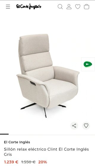 Sillón relax eléctrico Clint El Corte Inglés