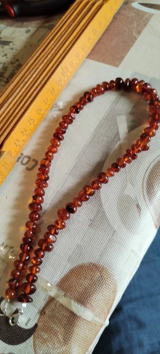 Collana Ambra Naturale Argento