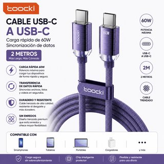 Cable USB-C a USB-C Toocki 2M 60W