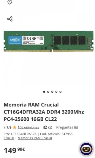 Crucial RAM DDR4 16GB 3200MHz SODIMM