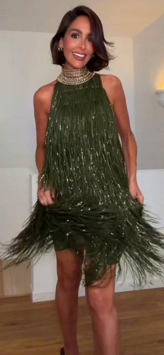 Vestido Zara flecos lentejuelas T/XS S