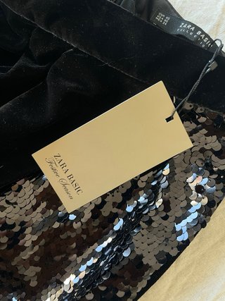Minifalda fiesta negra lentejuelas y terciopelo